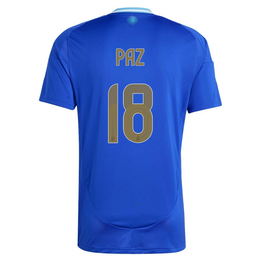 Danxen Homem Camisola Argentina Nico Paz #18 Azul Alternativa 24-26 Camisa