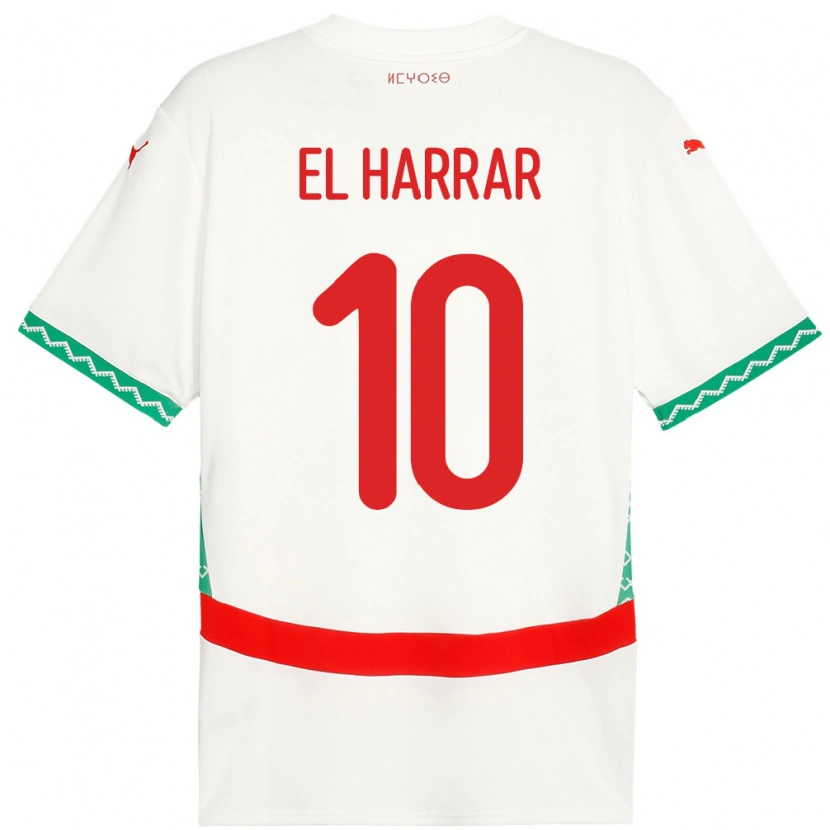 Danxen Homem Camisola Marrocos Mohamed El Harrar #10 Branco Alternativa 24-26 Camisa