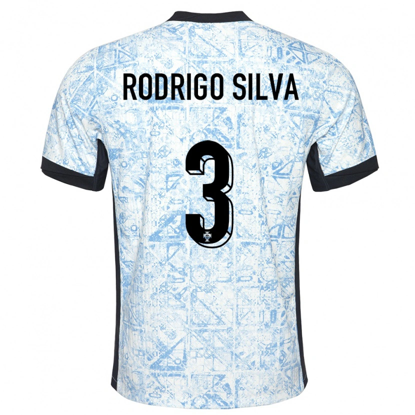 Danxen Homem Camisola Portugal Rodrigo Silva #3 Azul Creme Alternativa 24-26 Camisa