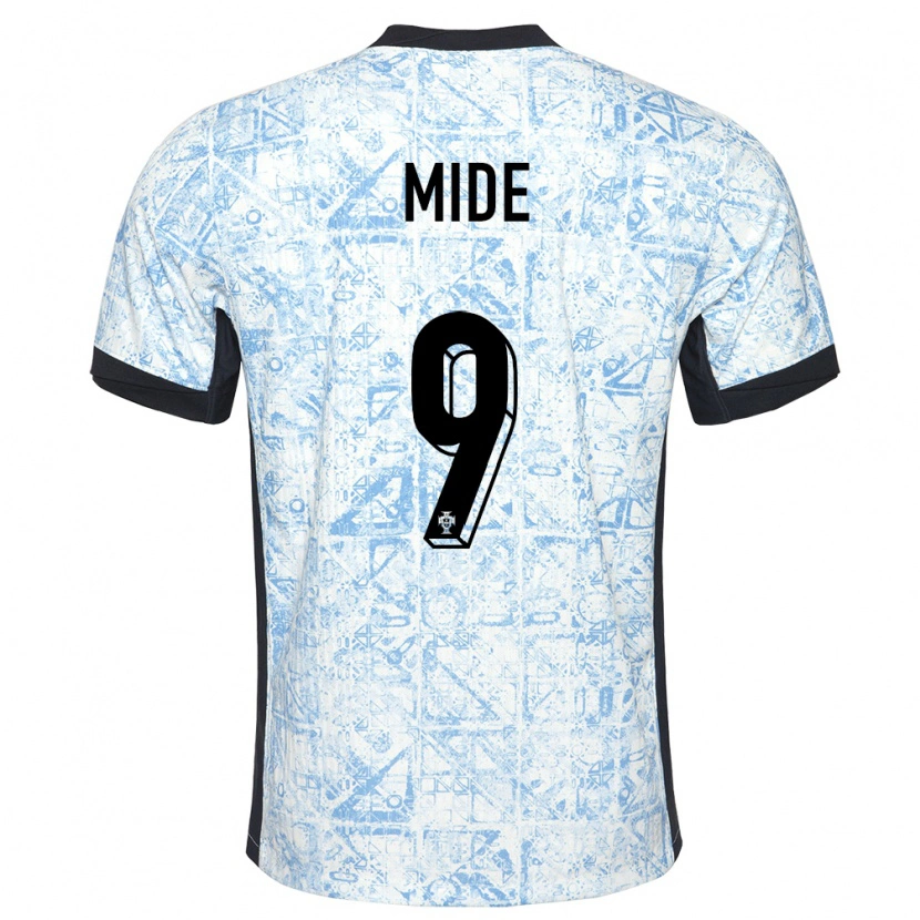 Danxen Homem Camisola Portugal Mateus Mide #9 Azul Creme Alternativa 24-26 Camisa