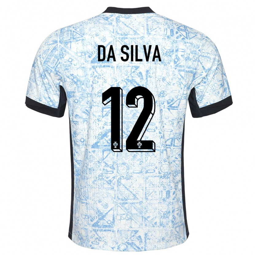 Danxen Homem Camisola Portugal Rodrigo Da Silva #12 Azul Creme Alternativa 24-26 Camisa