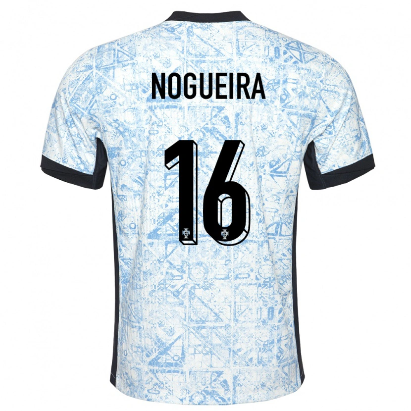 Danxen Homem Camisola Portugal Rodrigo Nogueira #16 Azul Creme Alternativa 24-26 Camisa