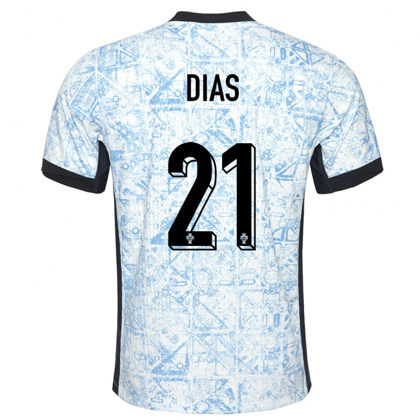 Danxen Homem Camisola Portugal Rodrigo Dias #21 Azul Creme Alternativa 24-26 Camisa