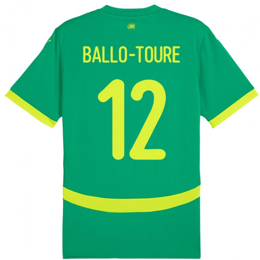 Danxen Homem Camisola Senegal Fode Ballo-Toure #12 Verde Alternativa 24-26 Camisa