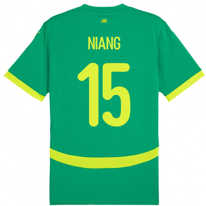 Danxen Homem Camisola Senegal Ousseynou Niang #15 Verde Alternativa 24-26 Camisa