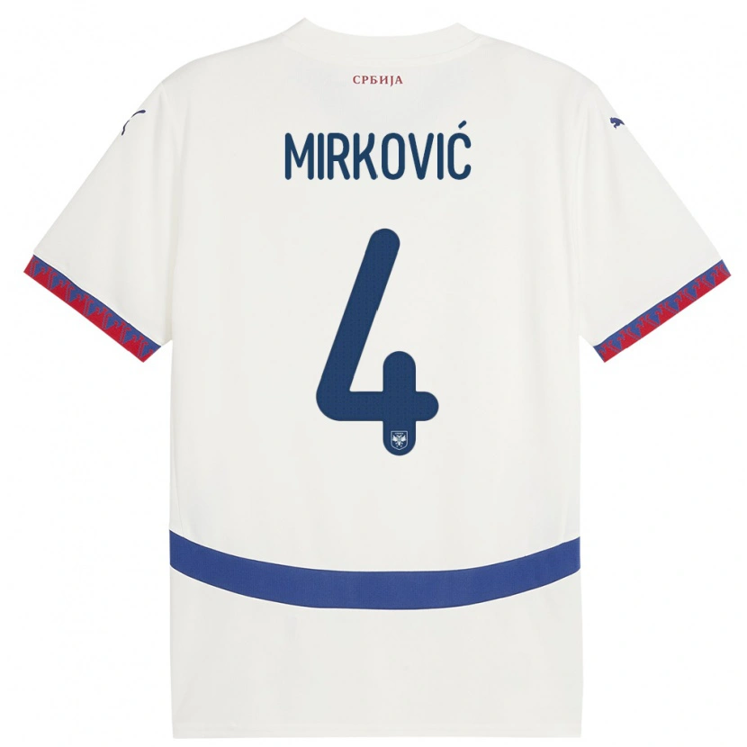 Danxen Homem Camisola Sérvia Nemanja Mirković #4 Branco Alternativa 24-26 Camisa