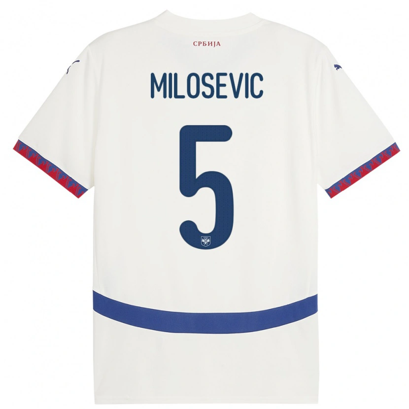 Danxen Homem Camisola Sérvia Jovan Milosevic #5 Branco Alternativa 24-26 Camisa