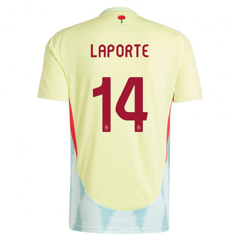 Danxen Homem Camisola Espanha Aymeric Laporte #14 Amarelo Alternativa 24-26 Camisa