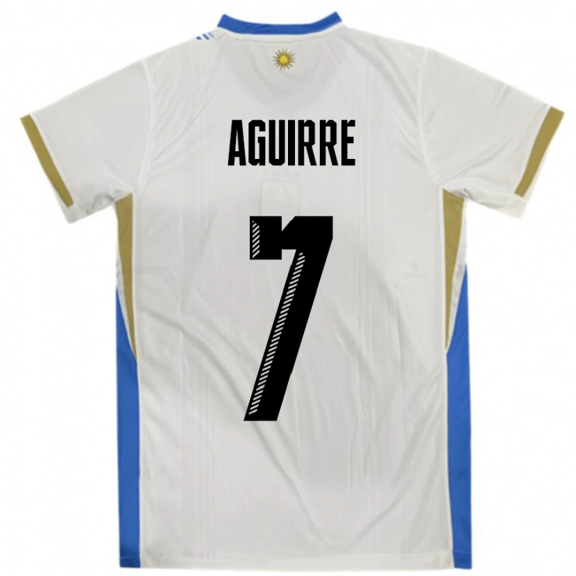 Danxen Homem Camisola Uruguai Rodrigo Aguirre #7 Branco Azul Alternativa 24-26 Camisa
