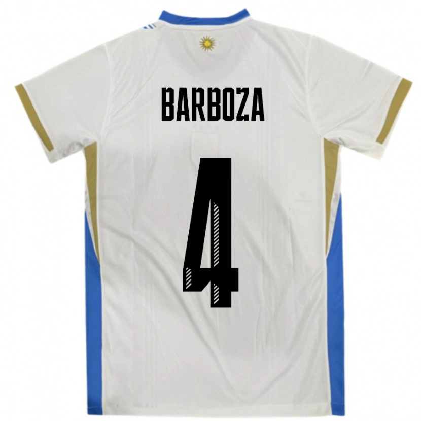 Danxen Homem Camisola Uruguai Brian Barboza #4 Branco Azul Alternativa 24-26 Camisa