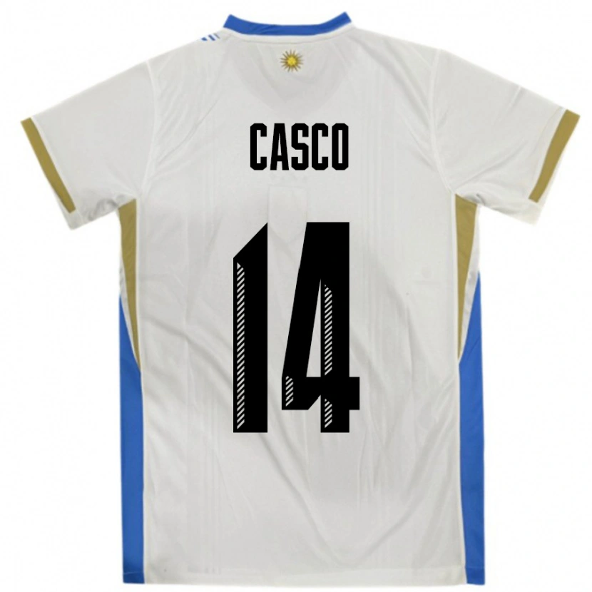 Danxen Homem Camisola Uruguai Maximiliano Casco #14 Branco Azul Alternativa 24-26 Camisa