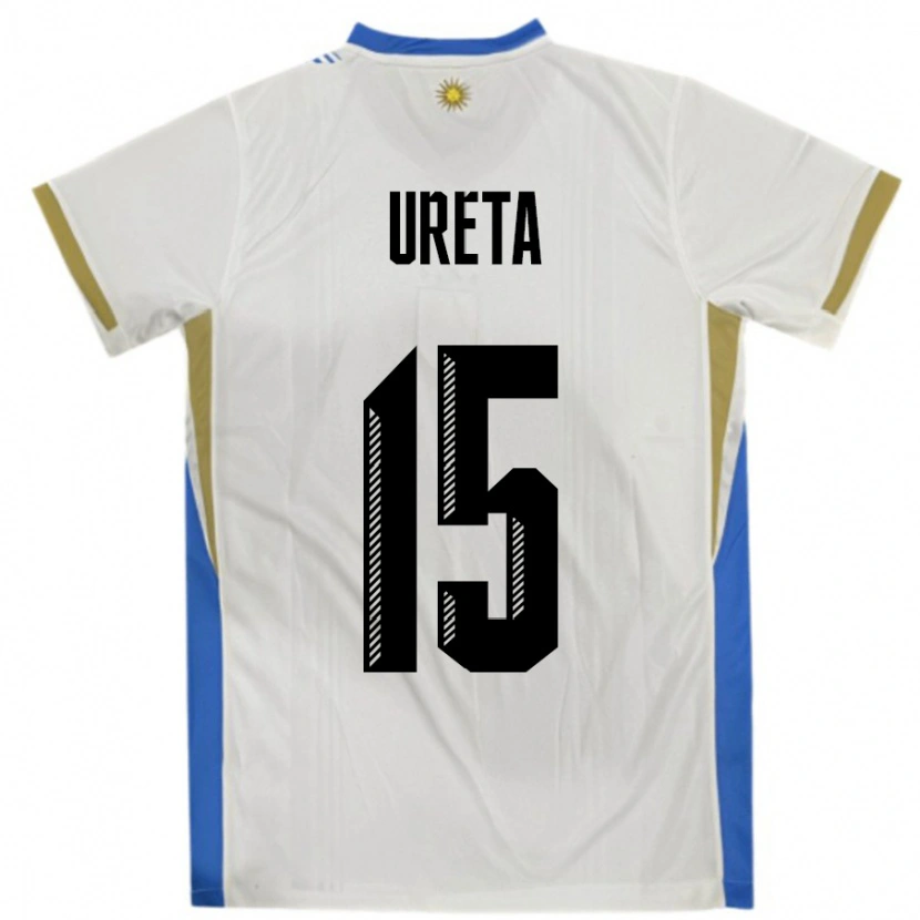 Danxen Homem Camisola Uruguai Mateo Ureta #15 Branco Azul Alternativa 24-26 Camisa