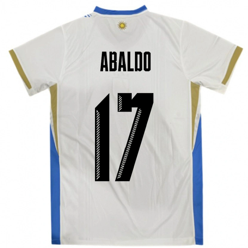 Danxen Homem Camisola Uruguai Matías Abaldo #17 Branco Azul Alternativa 24-26 Camisa
