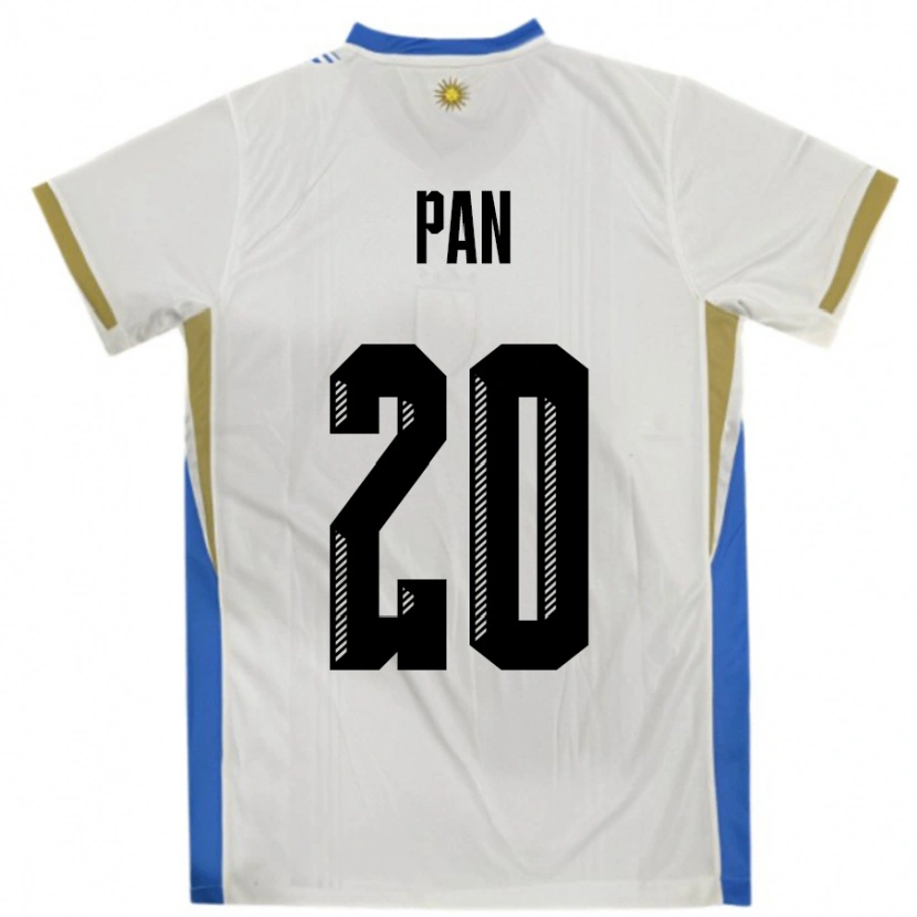 Danxen Homem Camisola Uruguai Gonzalo Pan #20 Branco Azul Alternativa 24-26 Camisa