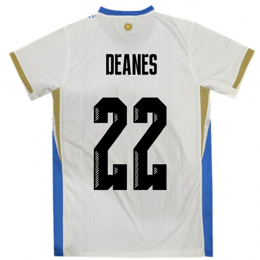 Danxen Homem Camisola Uruguai Tiago Deanes #22 Branco Azul Alternativa 24-26 Camisa