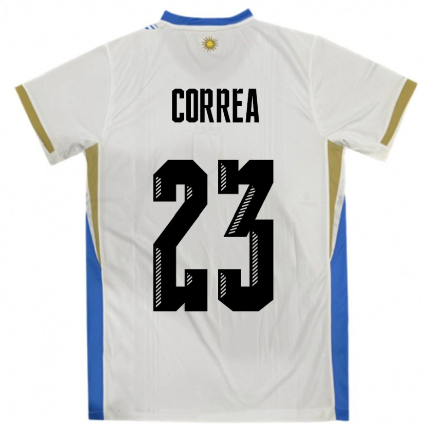 Danxen Homem Camisola Uruguai Fabrizio Correa #23 Branco Azul Alternativa 24-26 Camisa
