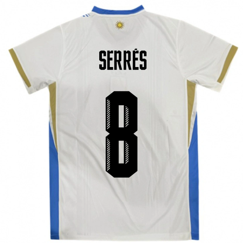 Danxen Homem Camisola Uruguai Felipe Serres #8 Branco Azul Alternativa 24-26 Camisa