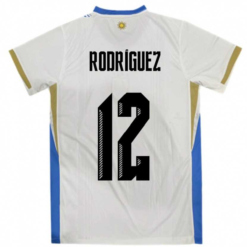 Danxen Homem Camisola Uruguai Randall Rodriguez #12 Branco Azul Alternativa 24-26 Camisa
