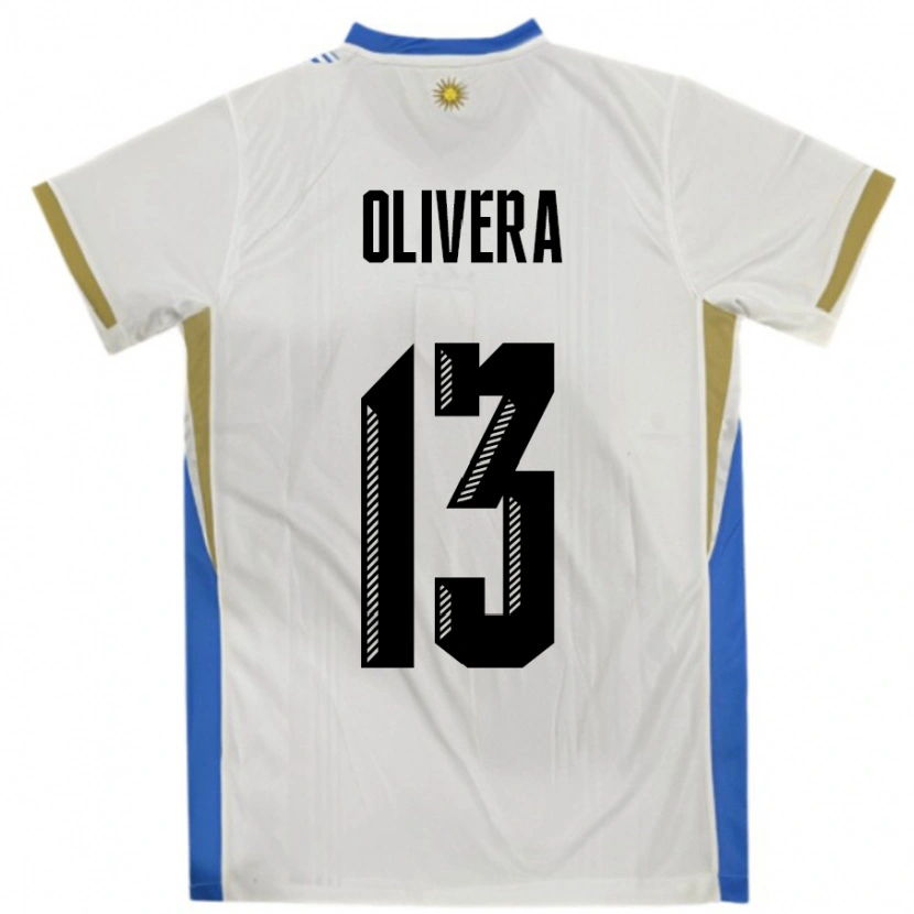 Danxen Homem Camisola Uruguai Sofia Olivera #13 Branco Azul Alternativa 24-26 Camisa