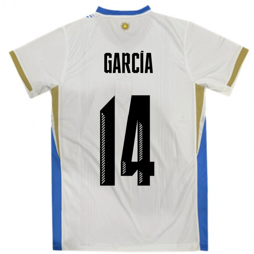 Danxen Homem Camisola Uruguai Damian Garcia #14 Branco Azul Alternativa 24-26 Camisa
