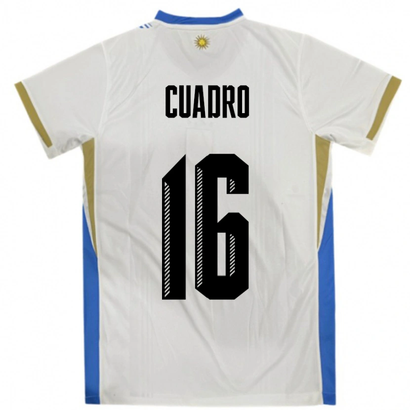 Danxen Homem Camisola Uruguai Alexis Cuadro #16 Branco Azul Alternativa 24-26 Camisa