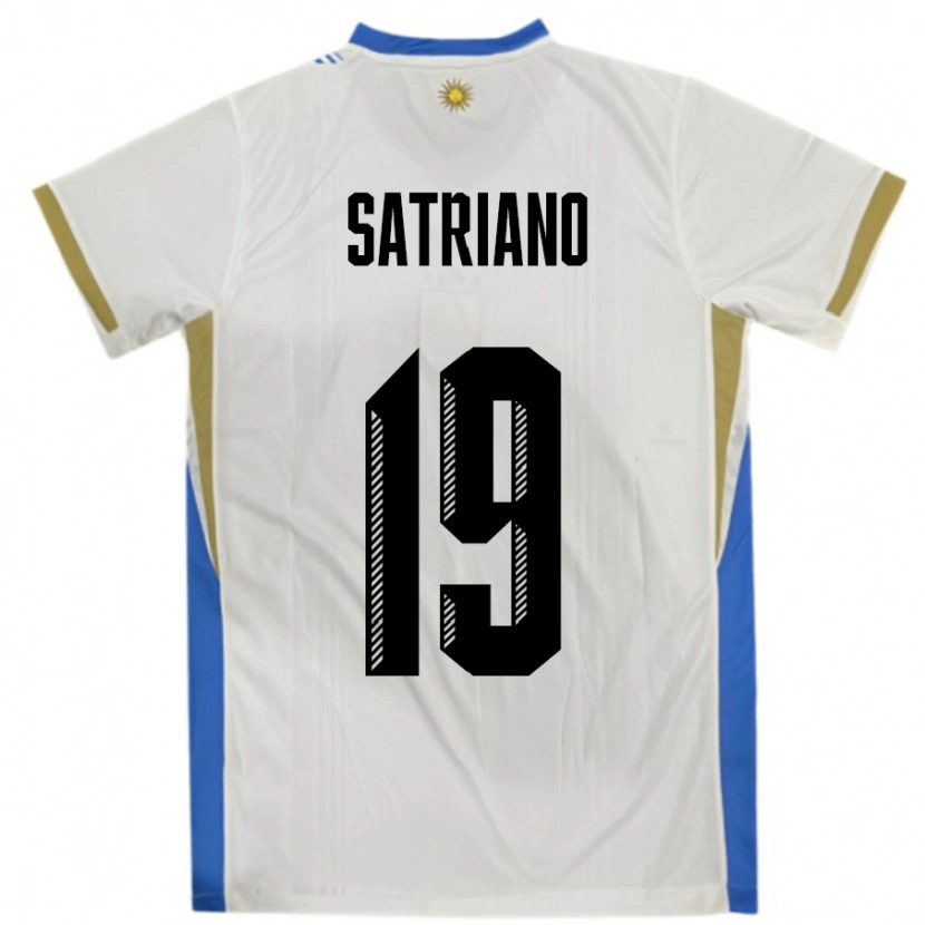 Danxen Homem Camisola Uruguai Martin Satriano #19 Branco Azul Alternativa 24-26 Camisa