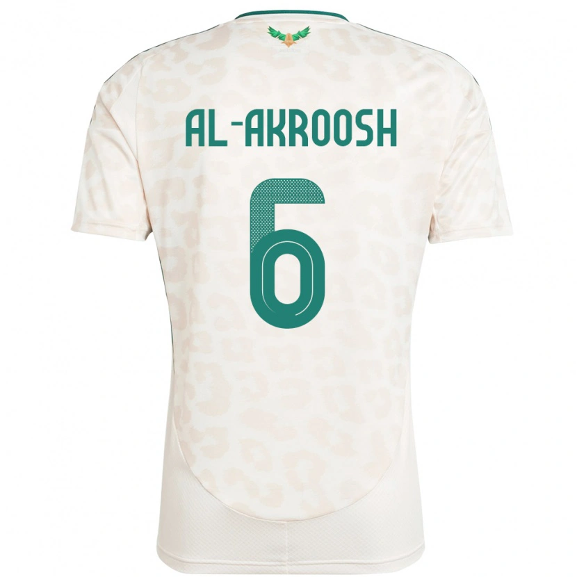Danxen Homem Camisola Arábia Saudita Hassan Al-Akroosh #6 Branco Alternativa 24-26 Camisa