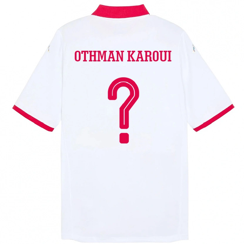 Danxen Homem Camisola Tunísia Mohamed Othman Karoui #0 Branco Alternativa 24-26 Camisa