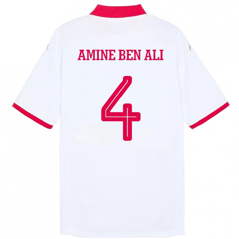 Danxen Homem Camisola Tunísia Mohamed Amine Ben Ali #4 Branco Alternativa 24-26 Camisa