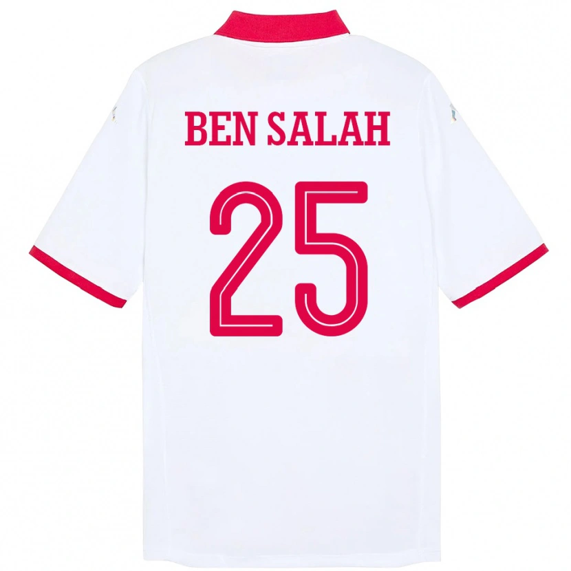 Danxen Homem Camisola Tunísia Heni Ben Salah #25 Branco Alternativa 24-26 Camisa