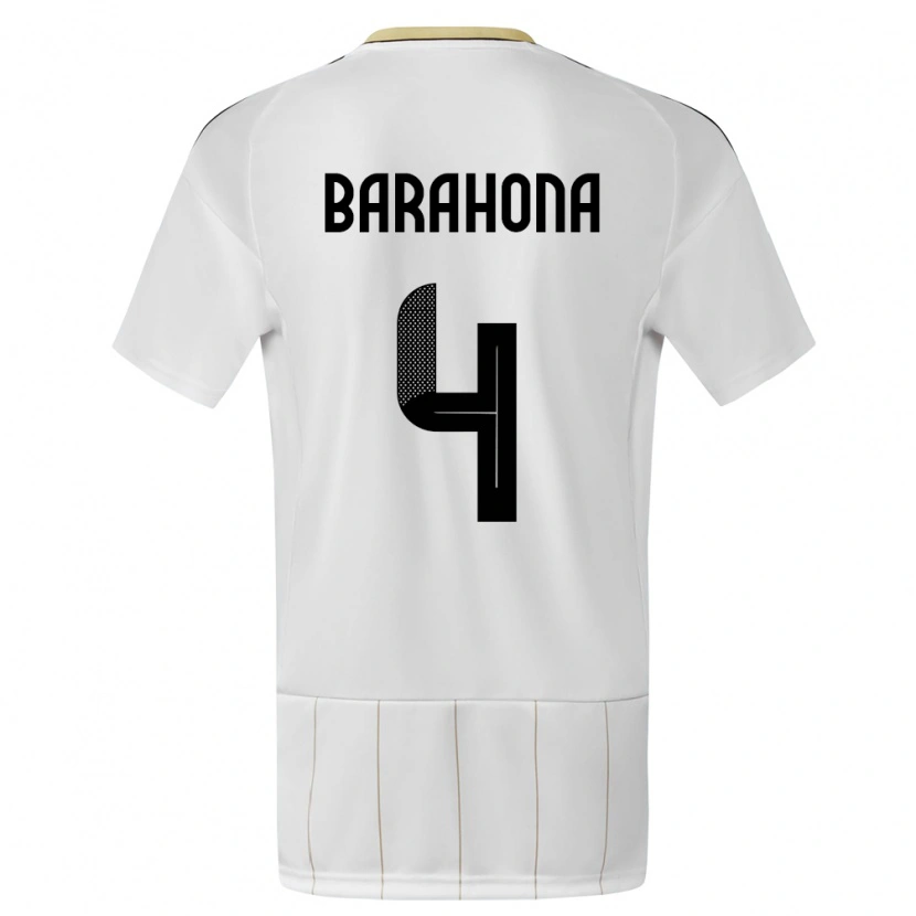 Danxen Homem Camisola Costa Rica Carlos Barahona #4 Branco Alternativa 24-26 Camisa