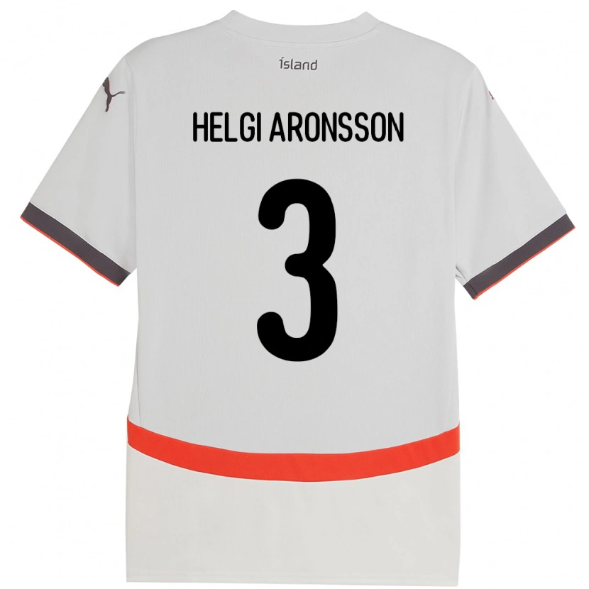 Danxen Homem Camisola Islândia Davíd Helgi Aronsson #3 Branco Alternativa 24-26 Camisa