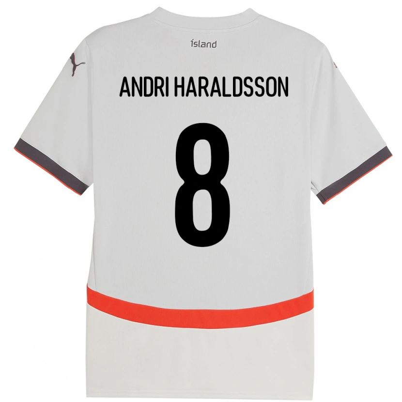 Danxen Homem Camisola Islândia Haukur Andri Haraldsson #8 Branco Alternativa 24-26 Camisa