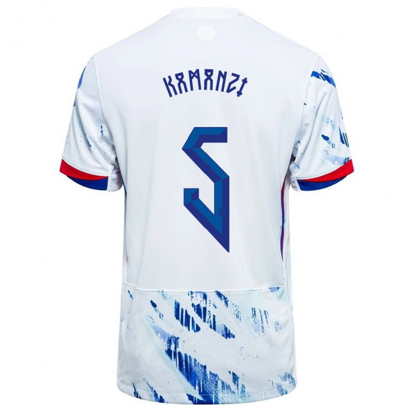 Danxen Homem Camisola Noruega Warren Kamanzi #5 Branco Azul Alternativa 24-26 Camisa