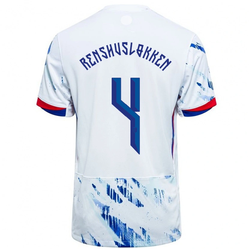 Danxen Homem Camisola Noruega Jesper Renshusløkken #4 Branco Azul Alternativa 24-26 Camisa