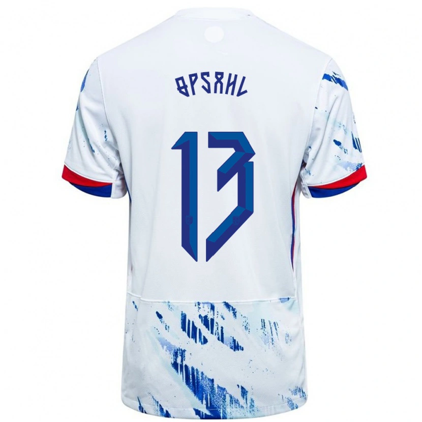 Danxen Homem Camisola Noruega Herman Opsahl #13 Branco Azul Alternativa 24-26 Camisa