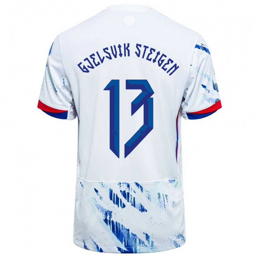 Danxen Homem Camisola Noruega Rasmus Gjelsvik Steigen #13 Branco Azul Alternativa 24-26 Camisa