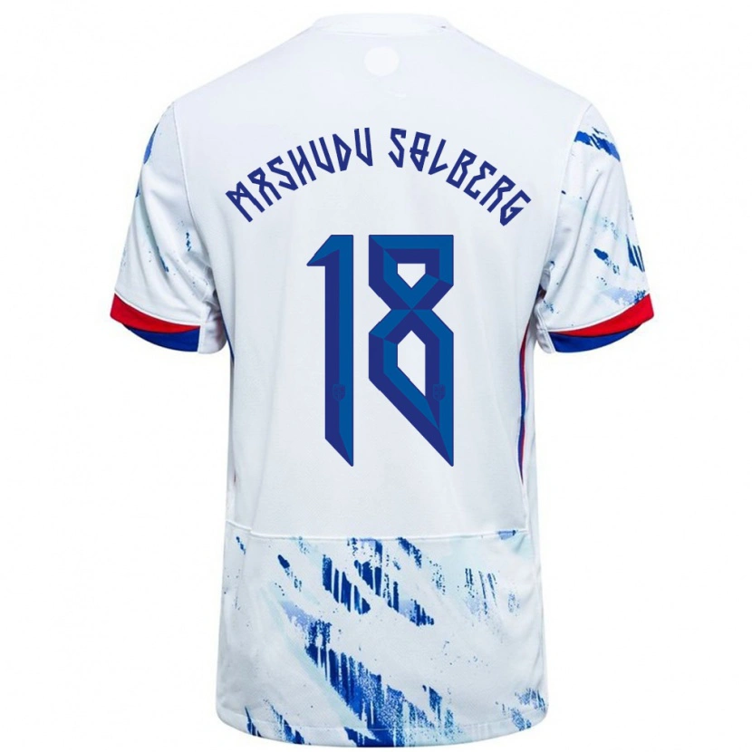 Danxen Homem Camisola Noruega Mathias Mashudu Solberg #18 Branco Azul Alternativa 24-26 Camisa