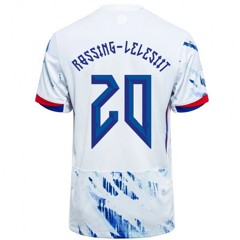 Danxen Homem Camisola Noruega Alexander Røssing-Lelesiit #20 Branco Azul Alternativa 24-26 Camisa