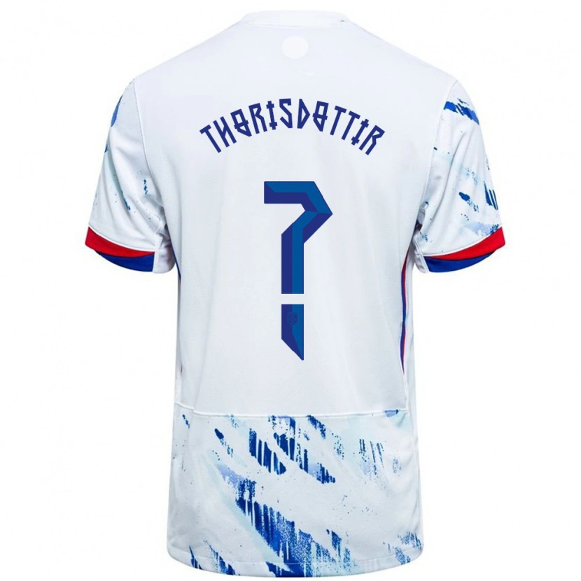 Danxen Homem Camisola Noruega Maria Thorisdottir #0 Branco Azul Alternativa 24-26 Camisa