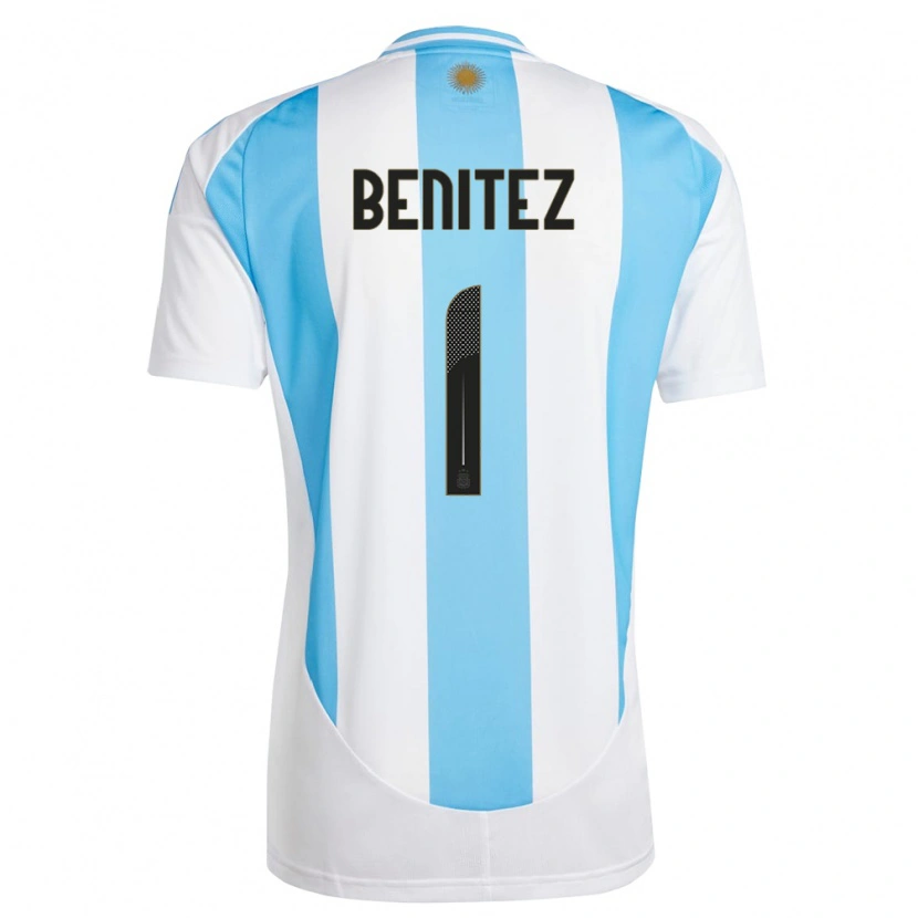 Danxen Mulher Camisola Argentina Walter Benítez #1 Branco Azul Principal 24-26 Camisa