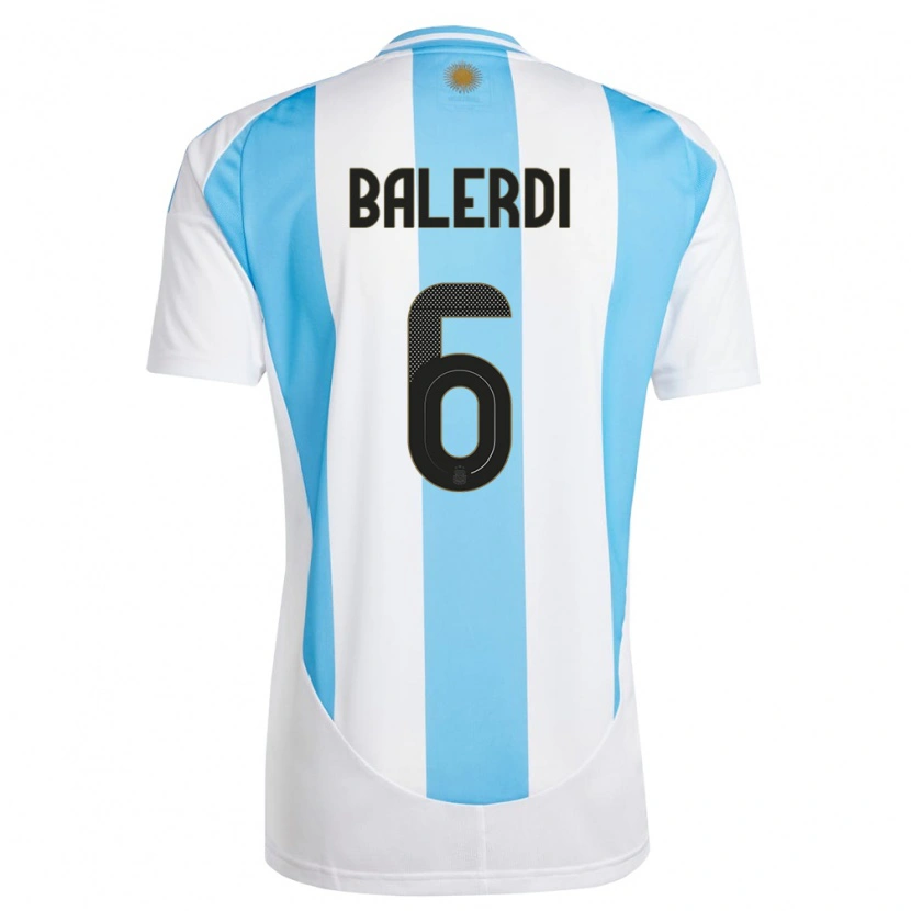 Danxen Mulher Camisola Argentina Leonardo Balerdi #6 Branco Azul Principal 24-26 Camisa