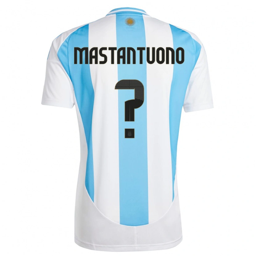 Danxen Mulher Camisola Argentina Franco Mastantuono #0 Branco Azul Principal 24-26 Camisa