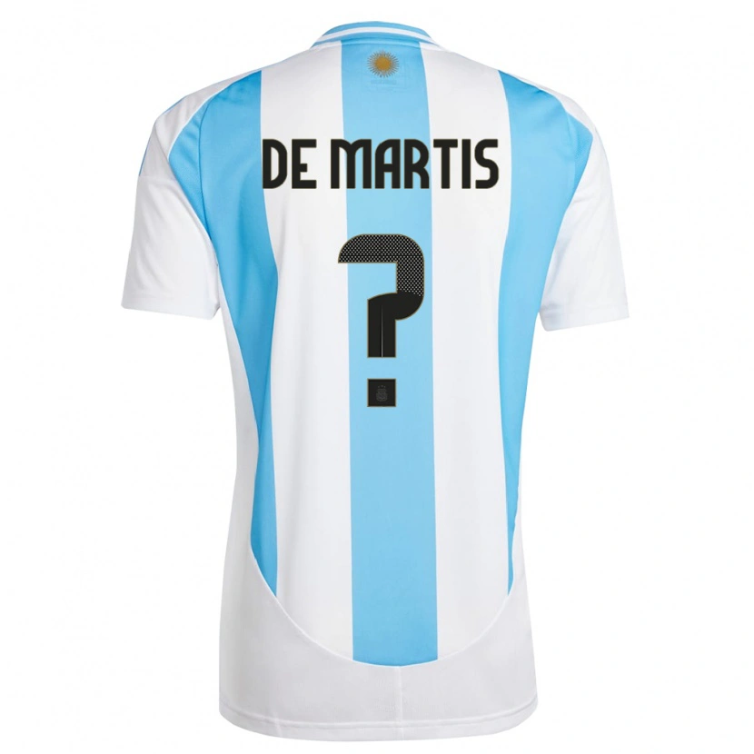 Danxen Mulher Camisola Argentina Thomás De Martis #0 Branco Azul Principal 24-26 Camisa