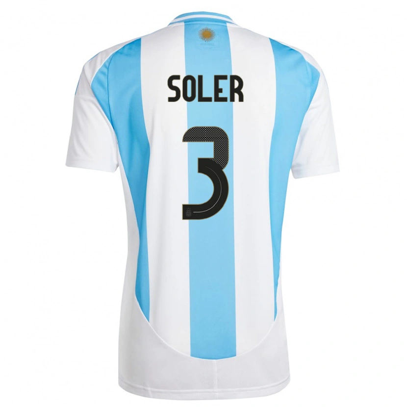 Danxen Mulher Camisola Argentina Julio Soler #3 Branco Azul Principal 24-26 Camisa