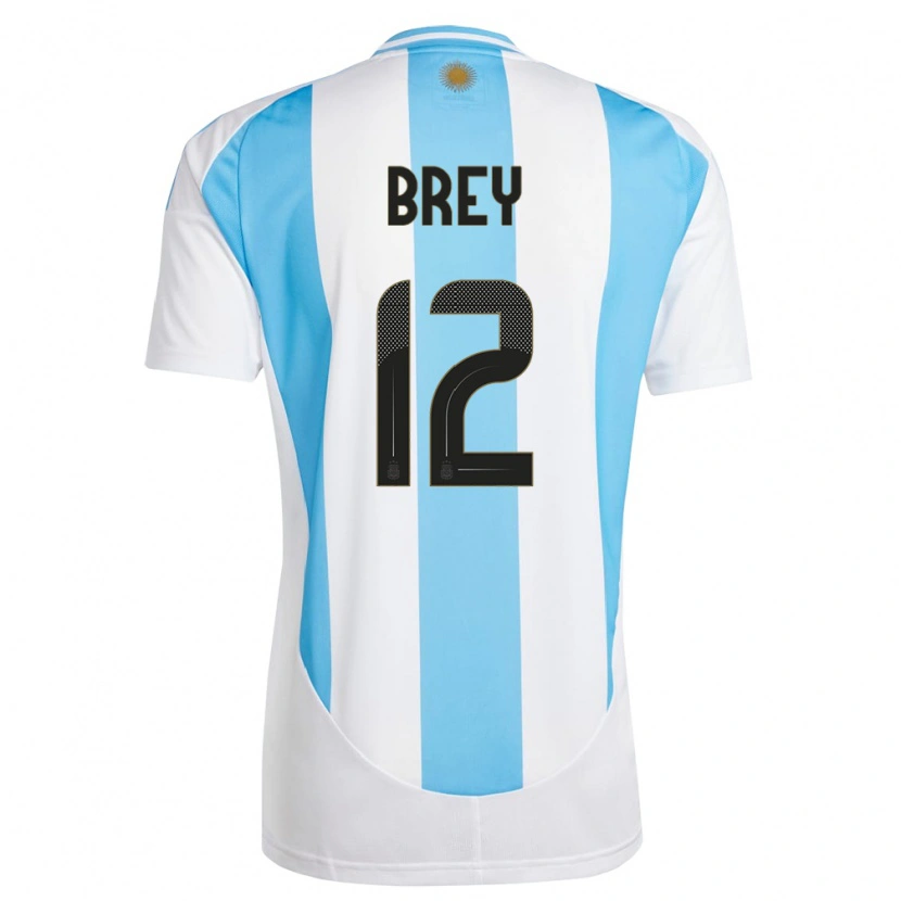 Danxen Mulher Camisola Argentina Leandro Brey #12 Branco Azul Principal 24-26 Camisa