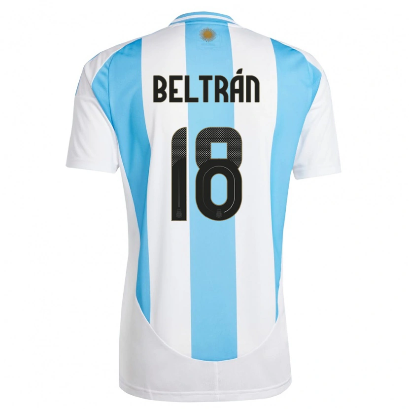Danxen Mulher Camisola Argentina Lucas Beltrán #18 Branco Azul Principal 24-26 Camisa