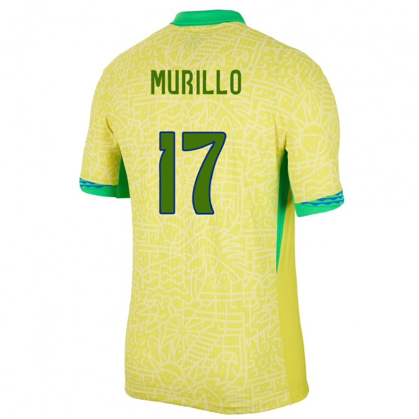 Danxen Mulher Camisola Brasil Murillo #17 Amarelo Principal 24-26 Camisa