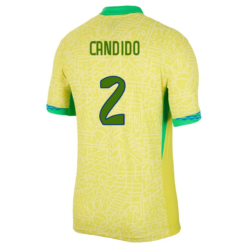 Danxen Mulher Camisola Brasil Angelo Candido #2 Amarelo Principal 24-26 Camisa