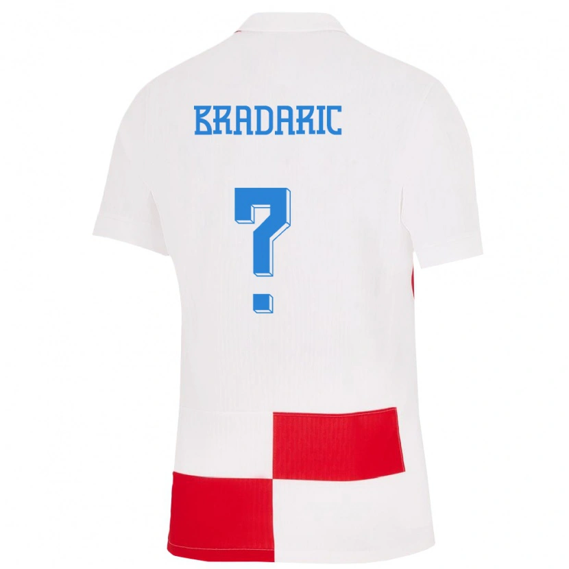 Danxen Mulher Camisola Croácia Luka Bradaric #0 Branco Vermelho Principal 24-26 Camisa